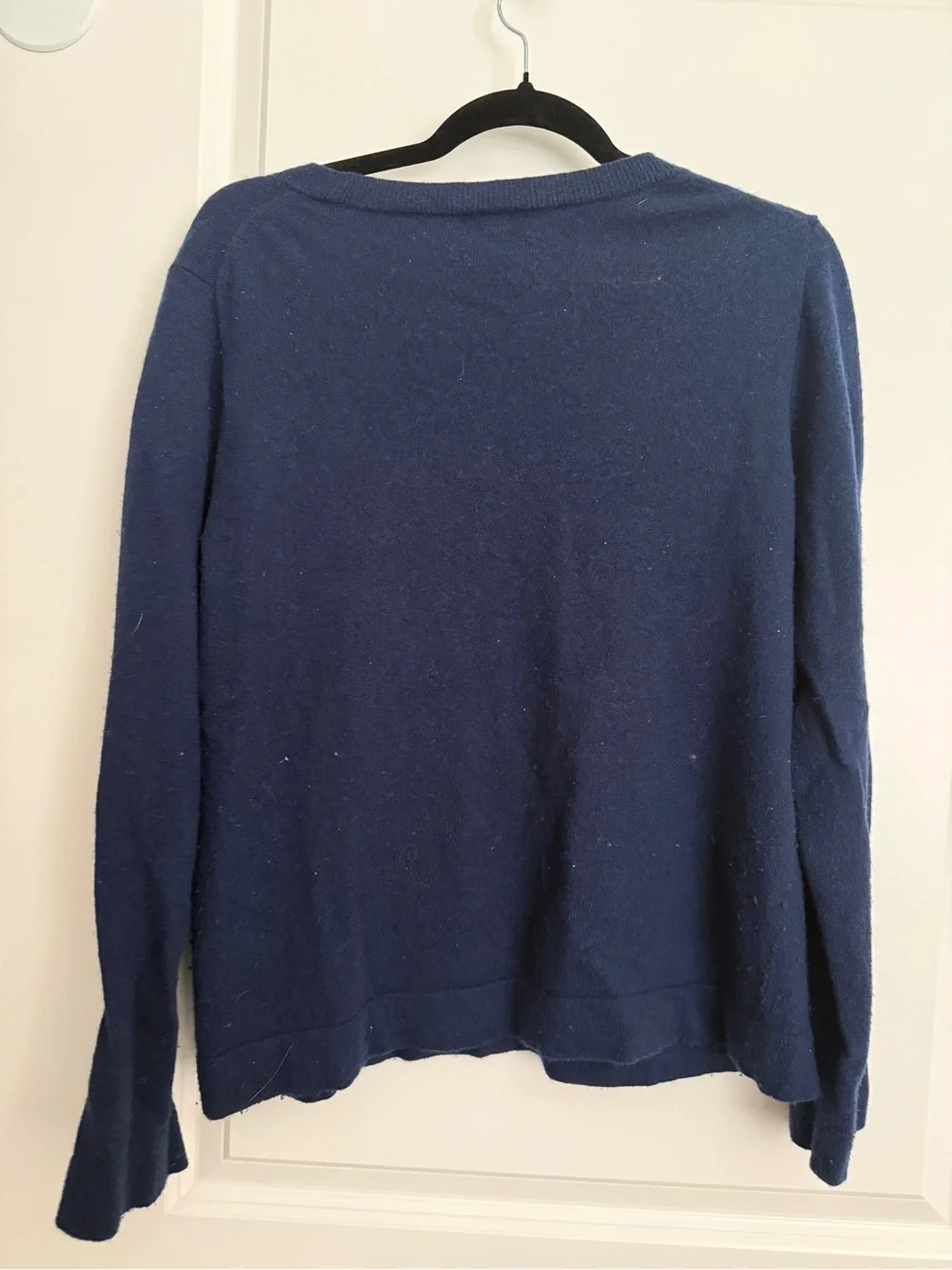 TWO J.Crew Teddie Crewneck Sweater | Magenta and Navy | Size L